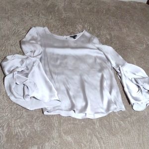 Banana Republic XS Silver satin bell sleeve blouse.